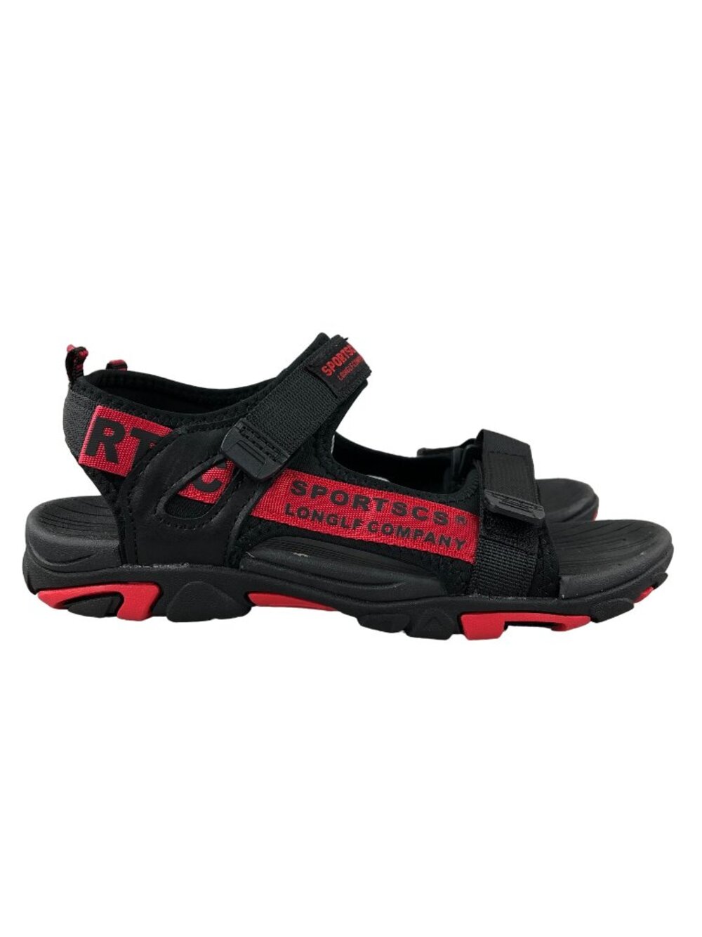 DADAWEN NWT Unisex Size 38 SPORTSCS Longlf Company Black Red Hook & Loop Sandals